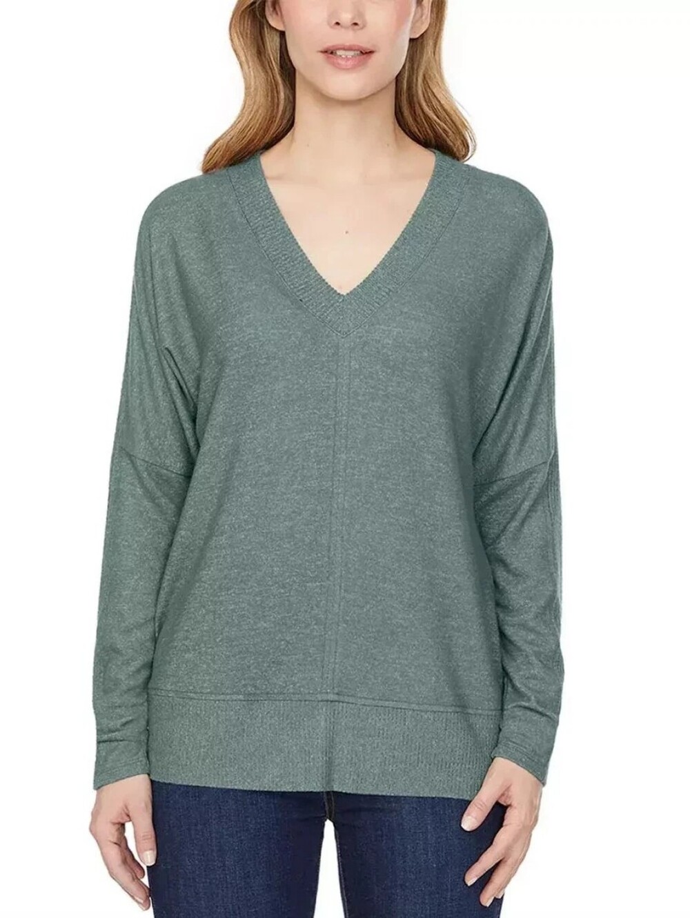 Buffalo DAVID BITTON super Soft Cozy V- Neck long Sleeve Top  Sage Green